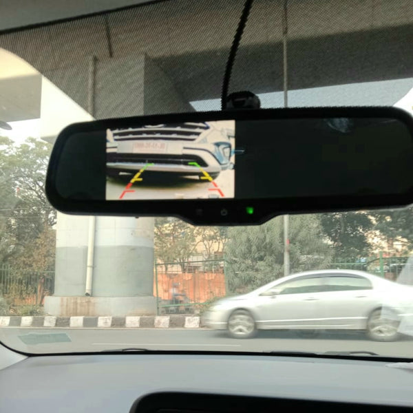Reverse camera with auto-brightness monitor (in-mirror) RCMAD
