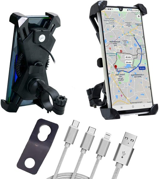 Blackcat Bike Mobile holder with charger for bikes and scooter Spyder v2 (2019) | Fast Charge |with On/Off Switch (MCH SP)