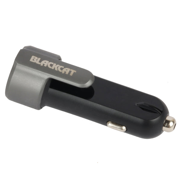 Blackcat Dual USB Safety Charger Resq | Rugged Metal Body | Fast Charger 3.1A | Hammer Tip Tungsten Carbide | Sharp Blade Seat Belt Cutter