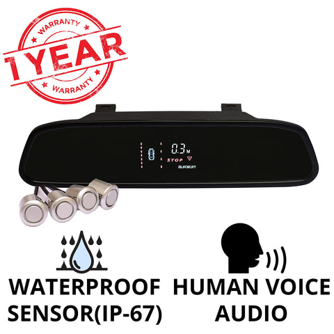 Car Reverse Parking Sensor | VFD Display in Mirror with Human Voice | 4 ultrasonic sensors